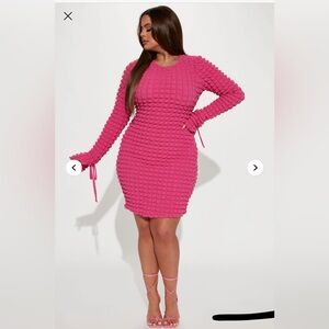 Fashion Nova Pink Bodycon Long Sleeve Dress